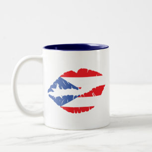 Puerto Rico Flag Lips Two-Tone Coffee Mug