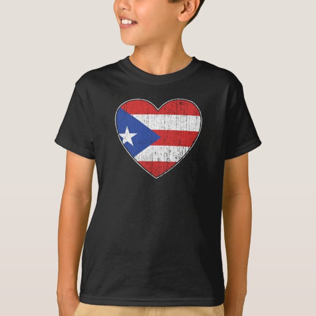 Puerto Rico Flag Love Heart Puertorican T-Shirt (Front)