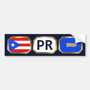 Puerto Rico Flag Map Code Bumper Sticker