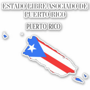Puerto Rico Flag Map Outline