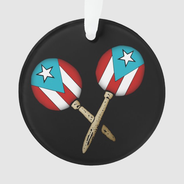 Puerto Rico Flag Maracas  Ornament (Front)
