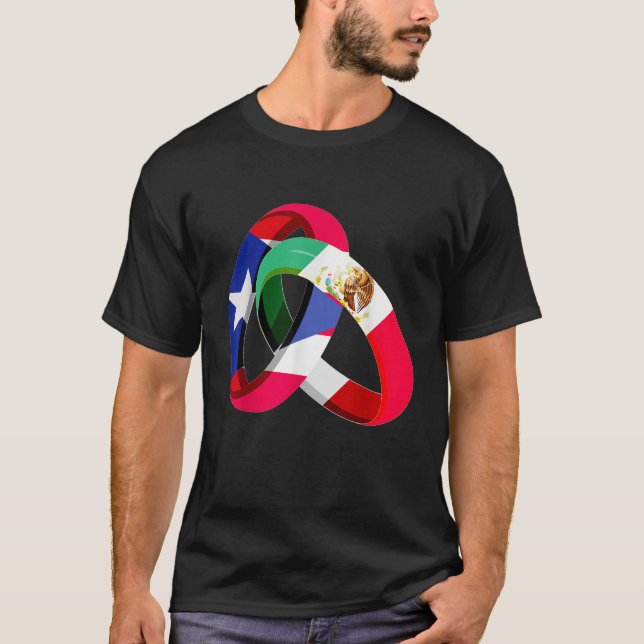 Puerto Rico Flag Mexico Grown Ring Marriage Weddin T-Shirt (Front)