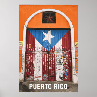Puerto Rico Flag Old San Juan Travel Photography Poster