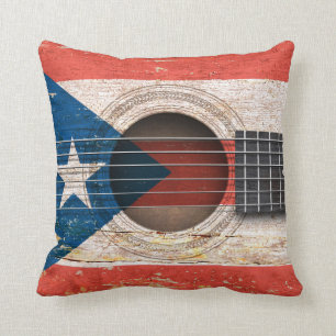 Puerto Rico Flag on Old Acoustic Guitar Cushion