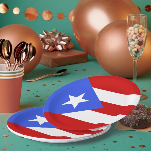 Puerto Rico flag Paper Plate (Multi)