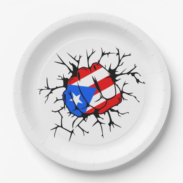 Puerto Rico Flag Paper Plate (Front)