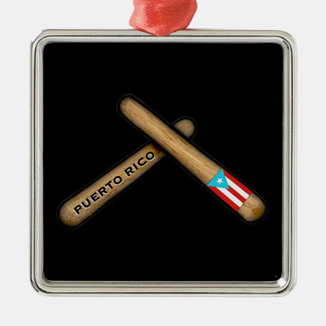 Puerto Rico Flag Percussion Sticks I Palitos  Metal Ornament (Front)