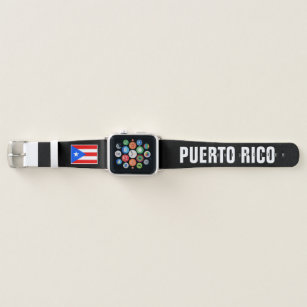 Puerto Rico flag personalised bold letter black Apple Watch Band