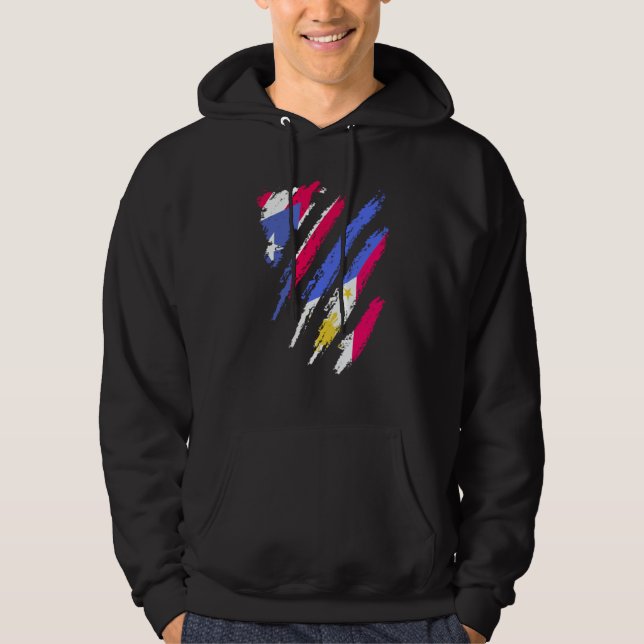 Puerto Rico Flag Philippines Grown Patriot Country Hoodie (Front)