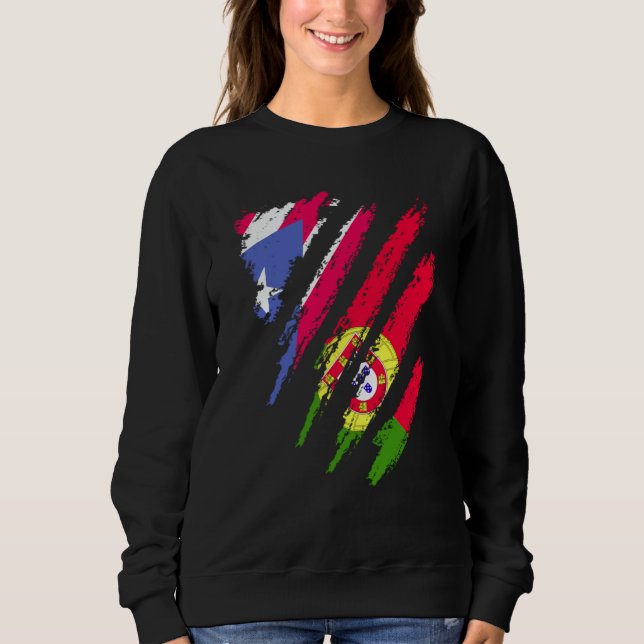 Puerto Rico Flag Portugal Grown Patriot Country St Sweatshirt (Front)