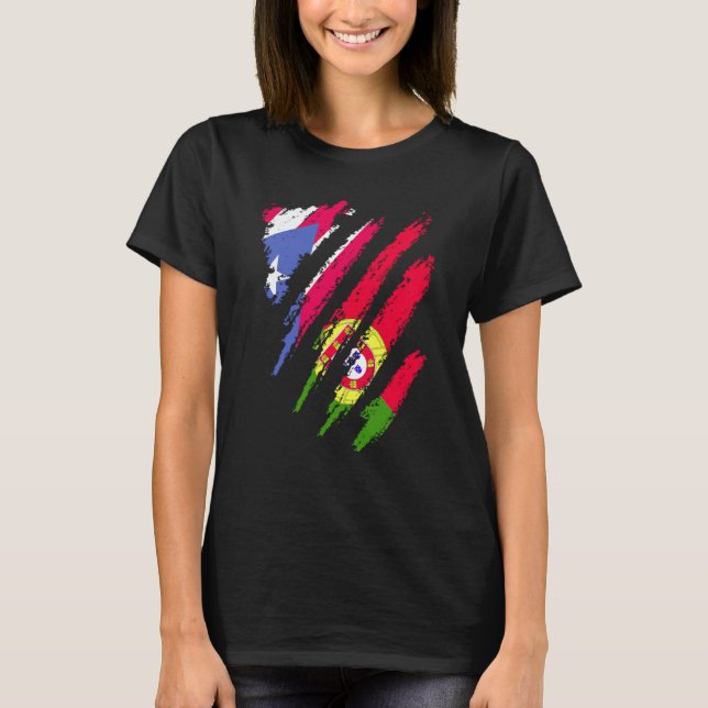 Puerto Rico Flag Portugal Grown Patriot Country St T-Shirt (Front)