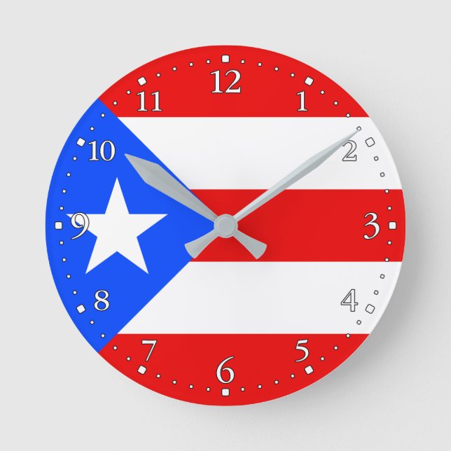 Puerto Rico Flag Round Clock (Front)