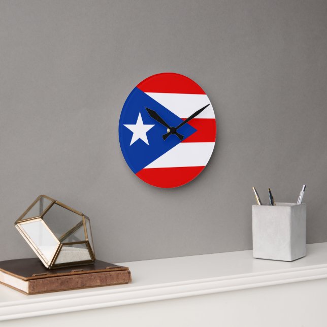 Puerto Rico flag Round Clock (Office)