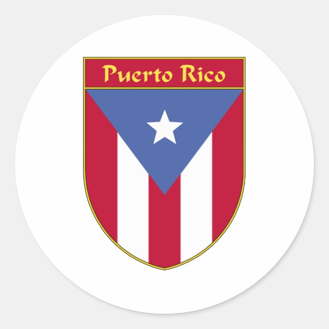 Puerto Rico Flag Shield Classic Round Sticker (Front)