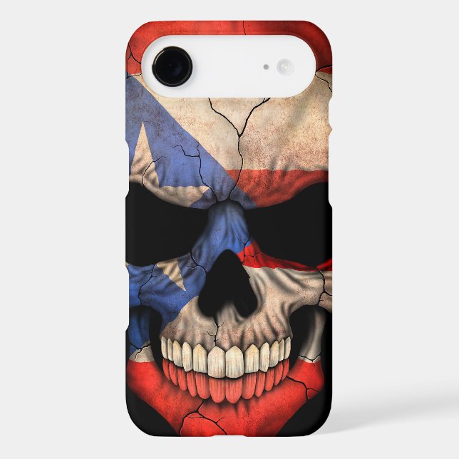 Puerto Rico Flag Skull on Black Case-Mate iPhone Case (Back)