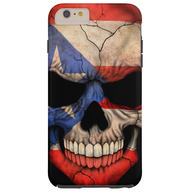 Puerto Rico Flag Skull on Black Case-Mate iPhone Case (Back)