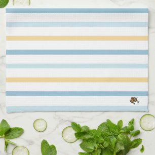 Puerto Rico Flag Stripes Kitchen Towel with Coquí