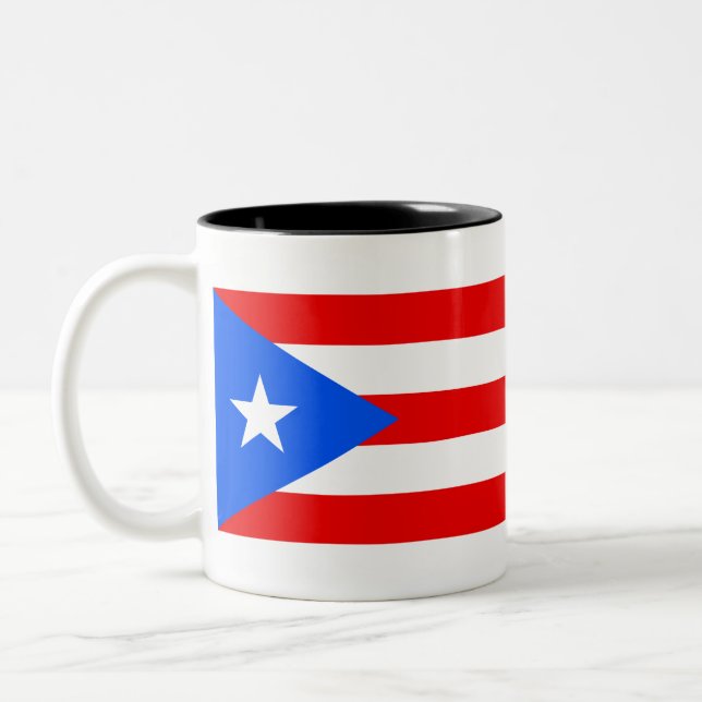 Puerto Rico Flag Two-Tone Coffee Mug (Left)