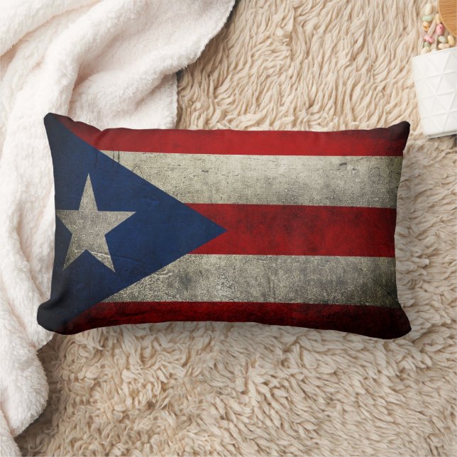 Puerto Rico Flag Vintage Custom Lumbar Cushion (Blanket)