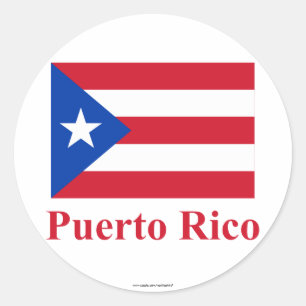 Puerto Rico Flag with Name Classic Round Sticker