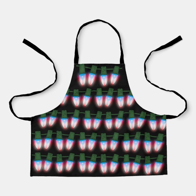 Puerto Rico Flag Xmas Lights  Apron (Front)