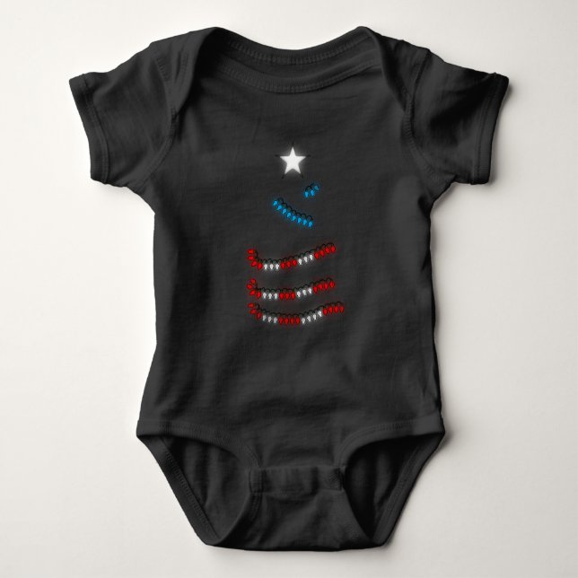 Puerto Rico Flag Xmas Lights I Navidad Boricua Baby Bodysuit (Front)