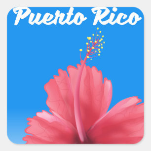 Puerto Rico Flor de maga travel poster Square Sticker