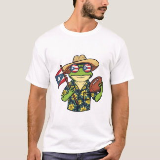 Puerto Rico Football Coquí Frog Boricua Pride T-Shirt