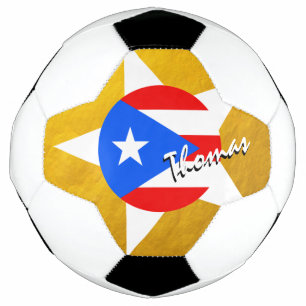 Puerto Rico Football & Gold Puerto Rican Flag Soccer Ball