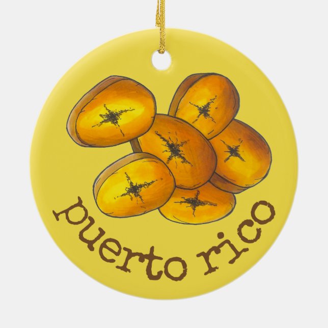 Puerto Rico Fried Plantains Tostones Food Cuisine Ceramic Ornament (Back)