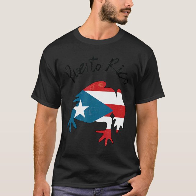 Puerto Rico Frog Coqui Flag Boriqua Island Taino W T-Shirt (Front)