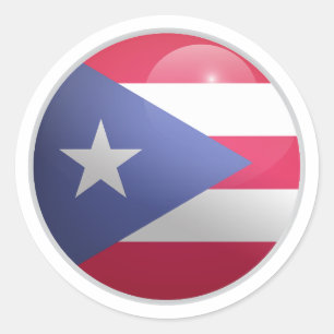 Puerto Rico Glossy Circle Flag Classic Round Sticker