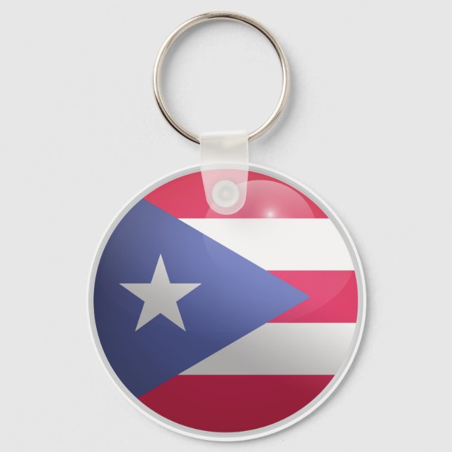 Puerto Rico Glossy Circle Flag Key Ring (Front)