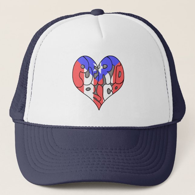 Puerto Rico Graffiti Heart Trucker Hat (Front)