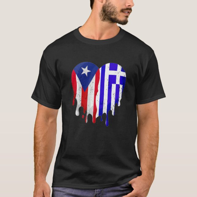 Puerto Rico Guatemala Flag Heart Grown Patriot Cou T-Shirt (Front)