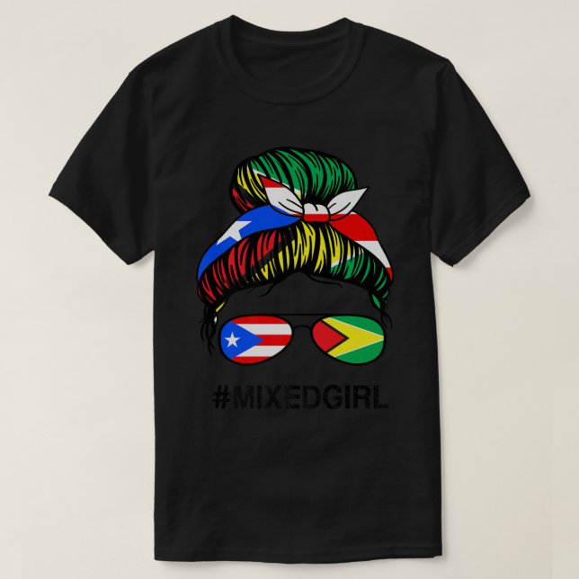 Puerto Rico Guyana Flag Puerto Rican Guyanese Mess T-Shirt (Design Front)