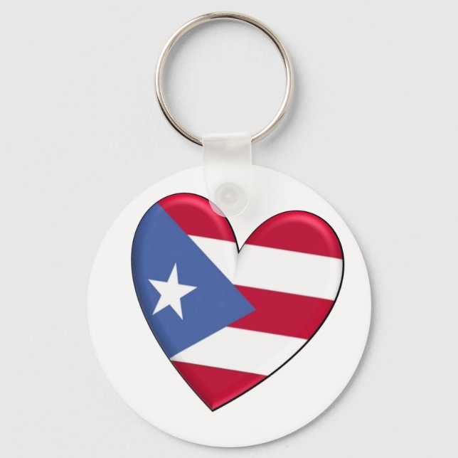 Puerto Rico Heart Flag Key Ring (Front)