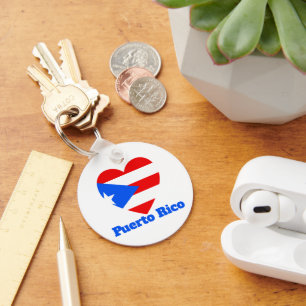 Puerto Rico Heart Flag  Key Ring