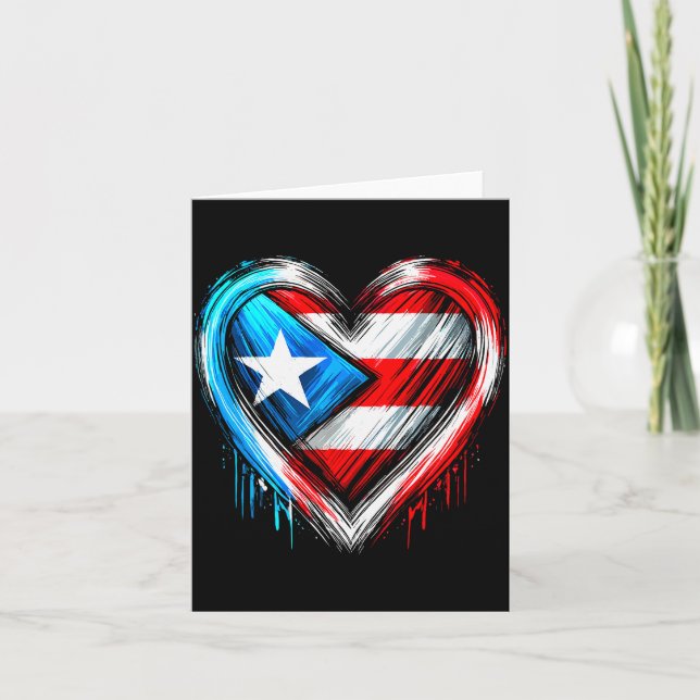 Puerto Rico Heart Puerto Rican Flag  Card (Front)