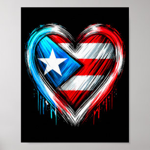 Puerto Rico Heart Puerto Rican Flag Poster