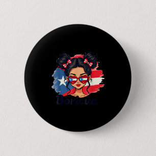 Puerto Rico Hispanic Heritage Messy Bun Puerto Ric 6 Cm Round Badge