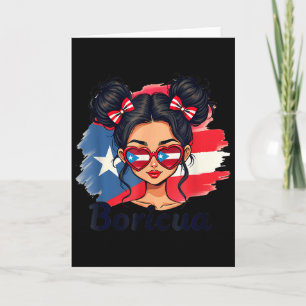 Puerto Rico Hispanic Heritage Messy Bun Puerto Ric Card