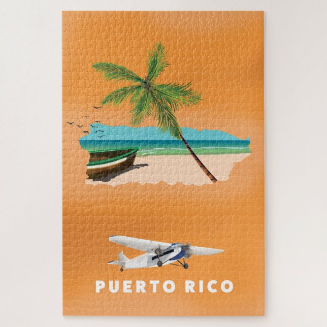 Puerto Rico illustrated map travel poster. Jigsaw Puzzle (Vertical)