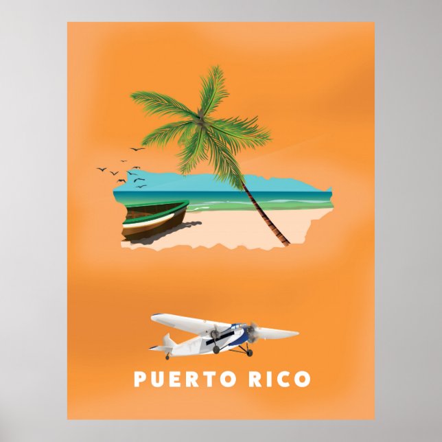 Puerto Rico illustrated map travel poster. Poster (Front)
