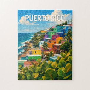 Puerto Rico Illustration Travel Art Vintage Jigsaw Puzzle
