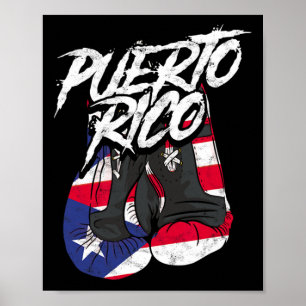 Puerto Rico In Boxing Gloves - Hispanic Boxing Fig Poster