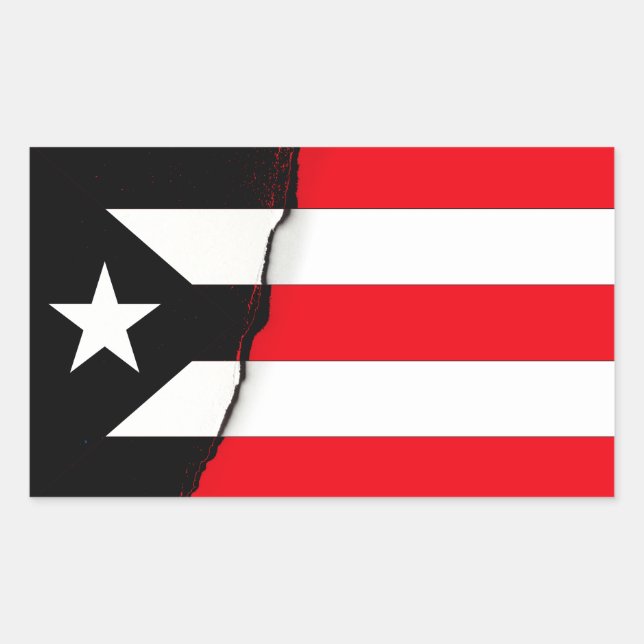 Puerto Rico Independence Black and White Flag Rectangular Sticker (Front)