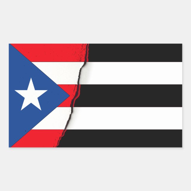 Puerto Rico Independence Black and White Flag Rectangular Sticker (Front)