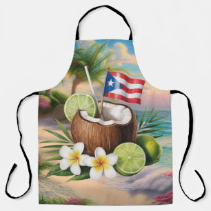 Puerto Rico Island Beach Coconut Drink Apron