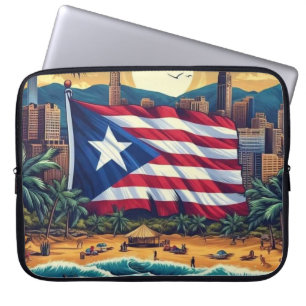 Puerto Rico Island Design and Flag – Stylish Laptop Sleeve
